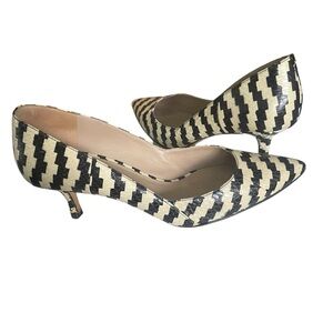 Via Spiga Vero Cucio Sole Black Snake Skin Pump Kitten Heel Women's Size 7.5